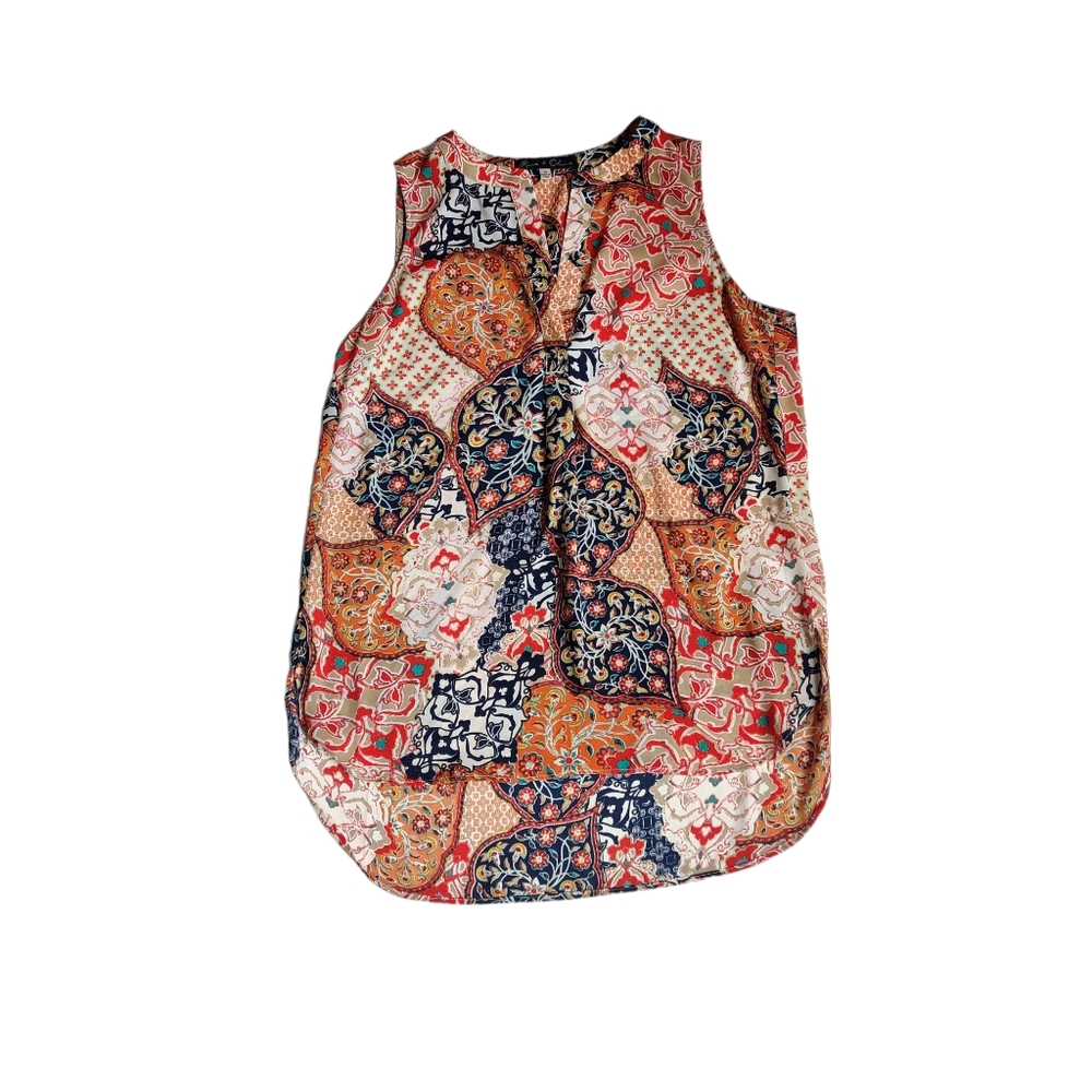 Rose and Olive Paisley pattern sleeveless top Size Small